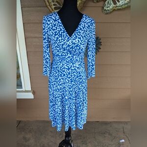 Christopher & Banks Blue Patterned Dress